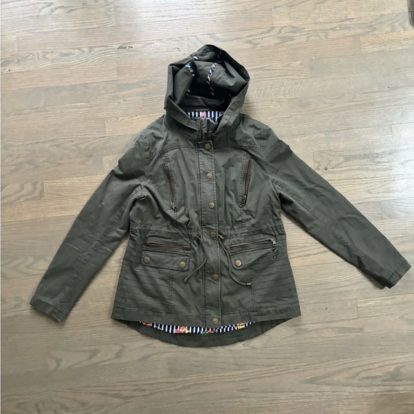 BNCI Green Cargo Jacket with hood women’s size Large - Picture 10 of 12